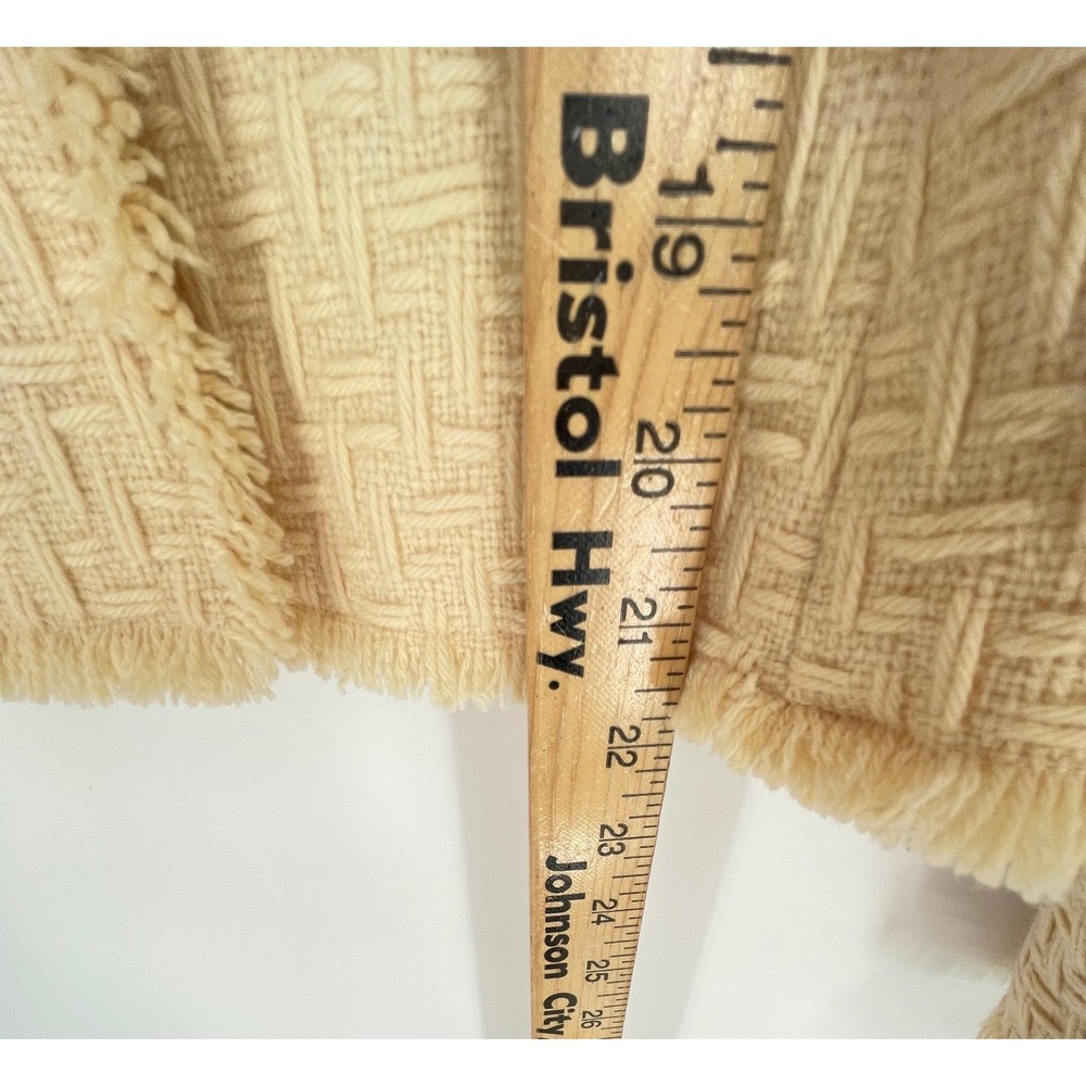 Vintage Carlisle Women Jacket 2 Blazer Cream Basketweave Wool Fringe Trim - Picture 3 of 9